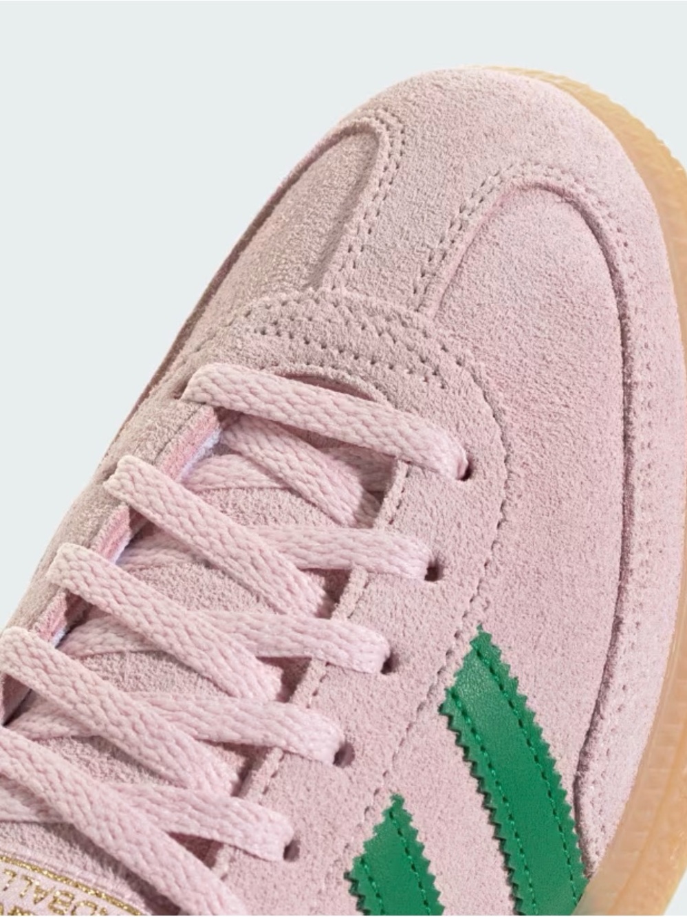 adidas Originals Pink Suede Spezial with Green Stripes and Gum Sole - Picture 6 of 9